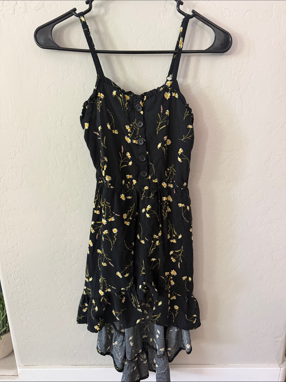 art class Black Floral Spaghetti-Strap Girls Dress